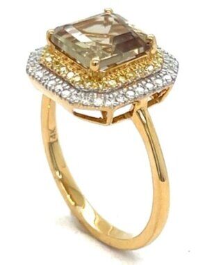 14k 28 Diamond Citrine Square Cut Tiered Engagement Ring Size 8